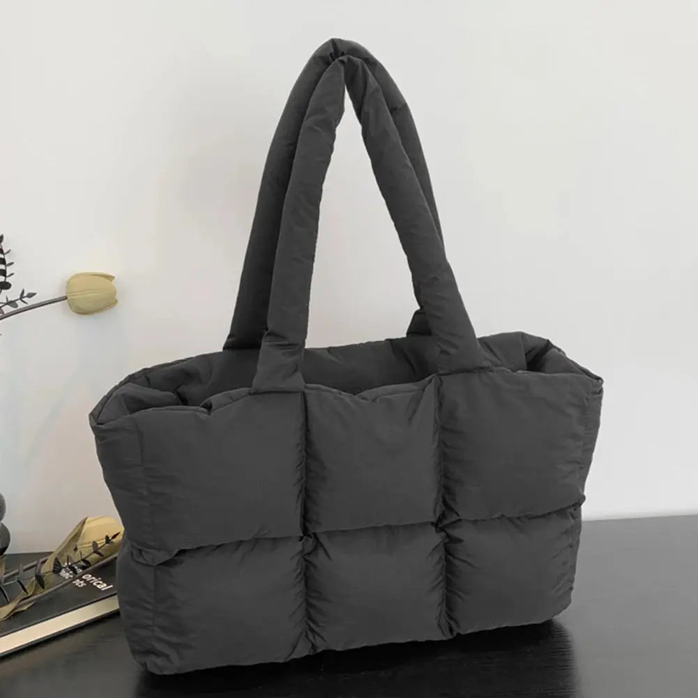 Women Puffer Shoulder Bag Solid Color Quilted Fashion Shopping Bag Large Capacity Soft Cloud Tote Bag Trendy Commuting Bags Online Department Store