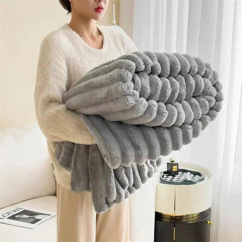 Snuggle Up in Softness: Coral Fleece Bunny Plush Blanket Shop1102735123 Store