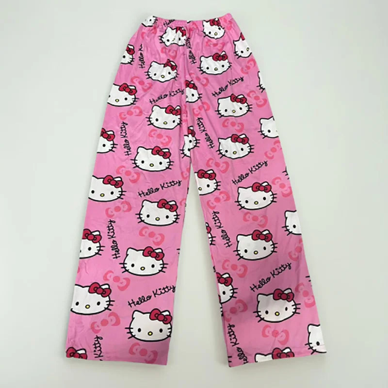 Hello Kitty Spider-man Cotton Loose Ladies Pajama Pants Pyjama Trousers Women Men Cartoon Sleep Bottoms Lounge Wear Girl Sleep Stone's Store