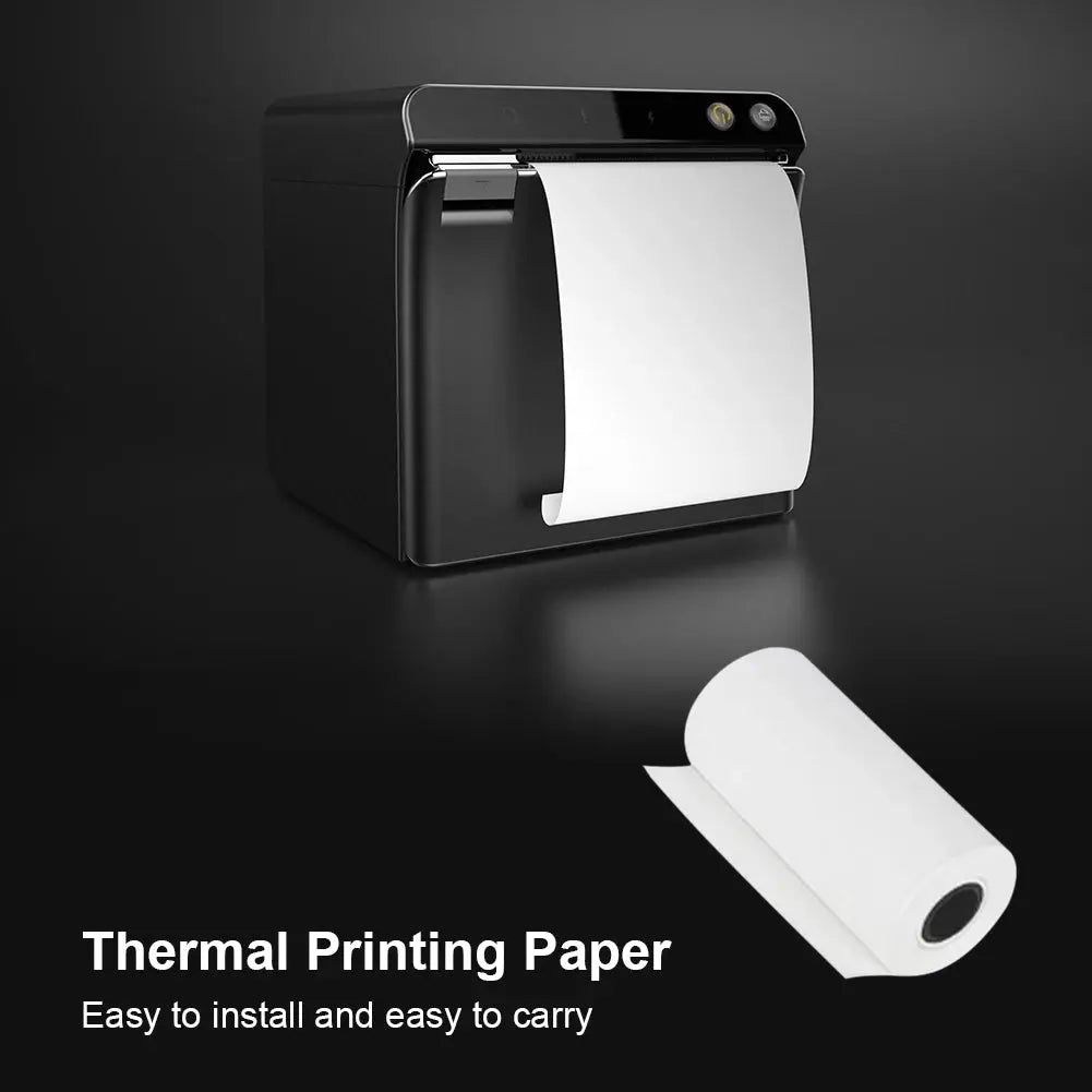 Wirelessly BT 200dpi Mini Thermal Printer with 6 Rolls Paper Label Maroon Asteria