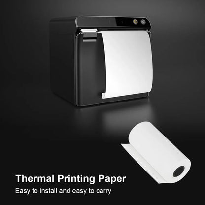 Wirelessly BT 200dpi Mini Thermal Printer with 6 Rolls Paper Label Maroon Asteria
