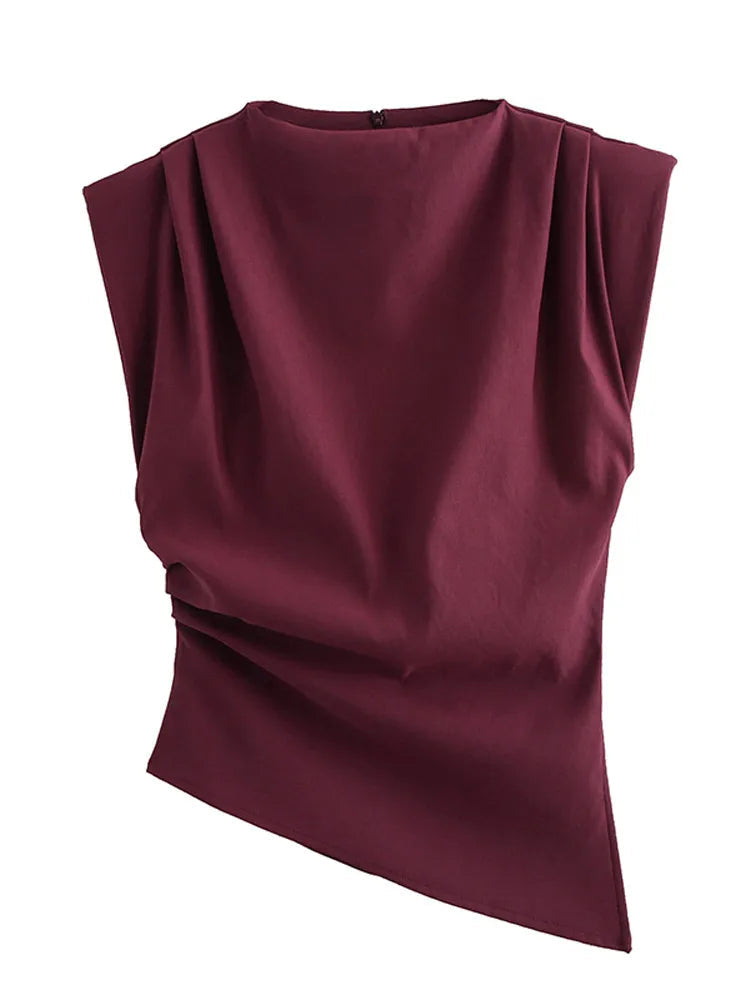 Irregular Pleated Ruched Ribbon Dress Women's Chic Red Sleeveless High Waist Mini Dresses 2025 Summer Lady Party Club Gowns New Avenoir Store