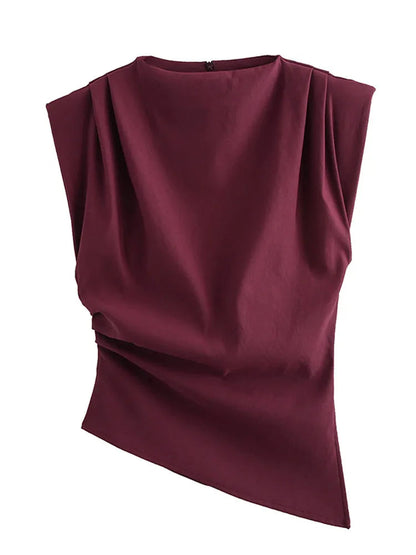 Irregular Pleated Ruched Ribbon Dress Women's Chic Red Sleeveless High Waist Mini Dresses 2025 Summer Lady Party Club Gowns New Avenoir Store