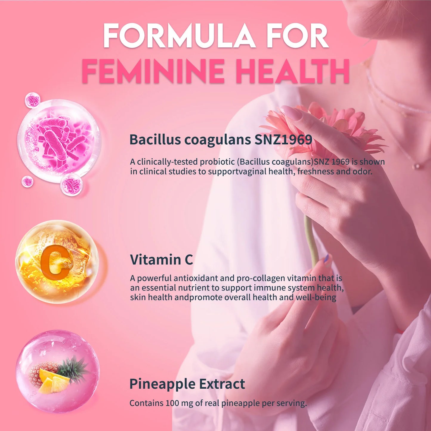 Feminine Balance Gummies - Relieves Cramps, Moods, Hot Flashes and Night Sweats, Vaginal Health