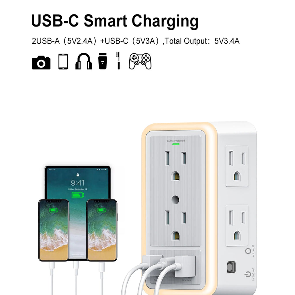 Safe Connect: Concentrador de enchufes con protector contra sobretensiones