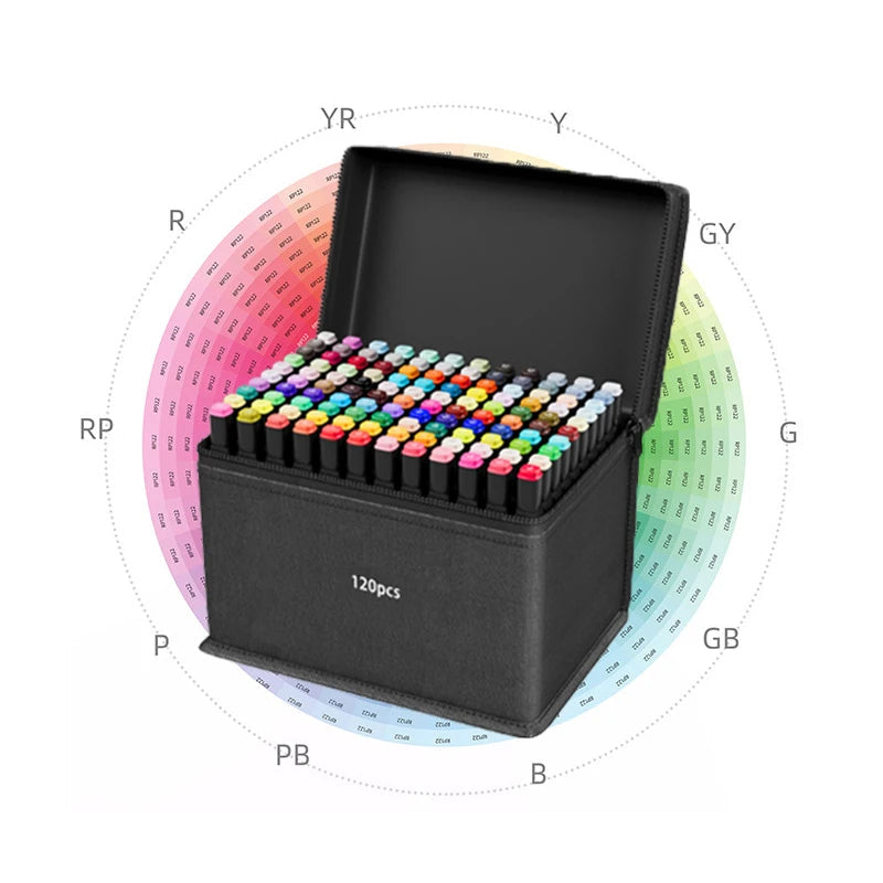 12/24/30/40/60/80/100/120/168pcs Art Marker Set, Watercolor Brush Pens For Students, Dual Tip Oil-Based Markers For Art Students Stone's Store