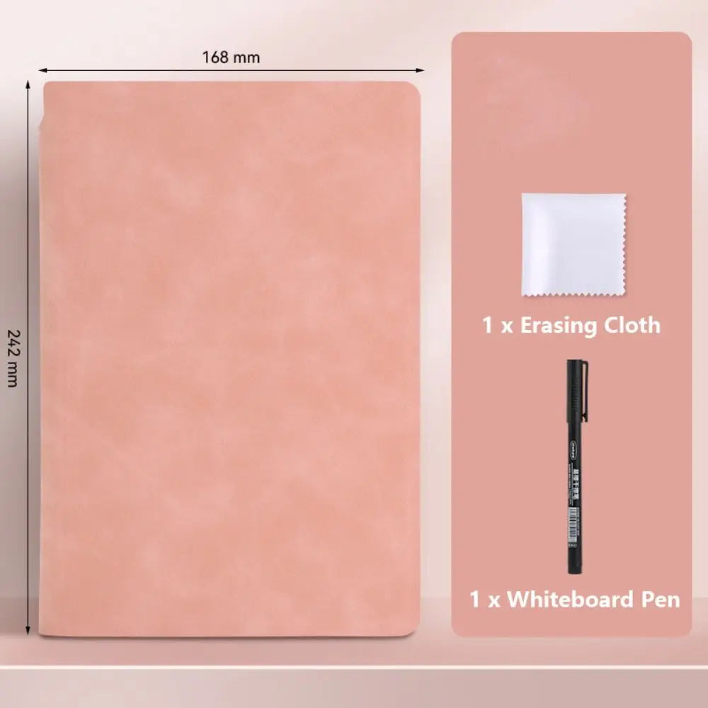 Reusable A5 Whiteboard Notebook Leather With Whiteboard Pen Writing Board With Erasing Cloth Stationery Memo Pad Students Gift