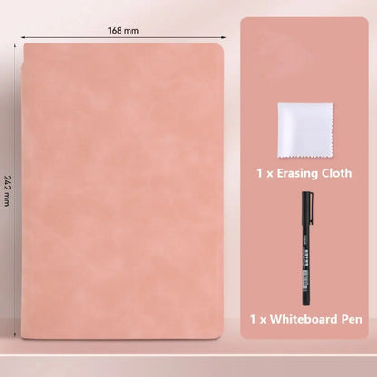 Reusable A5 Whiteboard Notebook Leather With Whiteboard Pen Writing Board With Erasing Cloth Stationery Memo Pad Students Gift