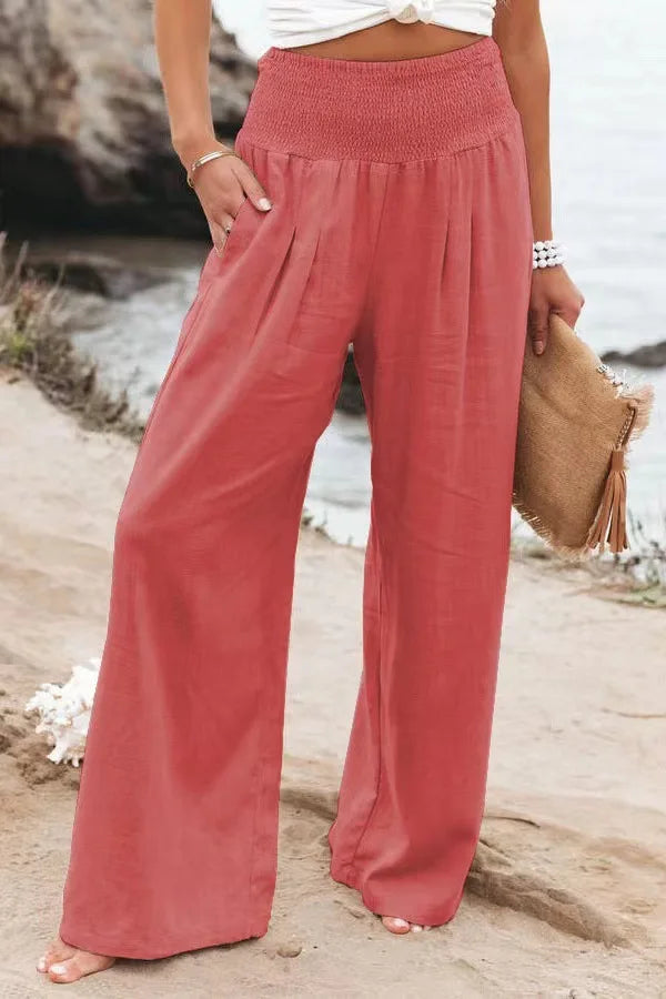 FlowEase™ Pantalones Palazzo Fruncidos 🌸✨ La Comodidad se Une a la Elegancia