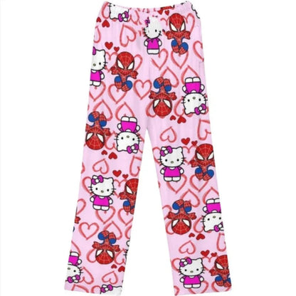 Hello Kitty Spider-man Cotton Loose Ladies Pajama Pants Pyjama Trousers Women Men Cartoon Sleep Bottoms Lounge Wear Girl Sleep Stone's Store