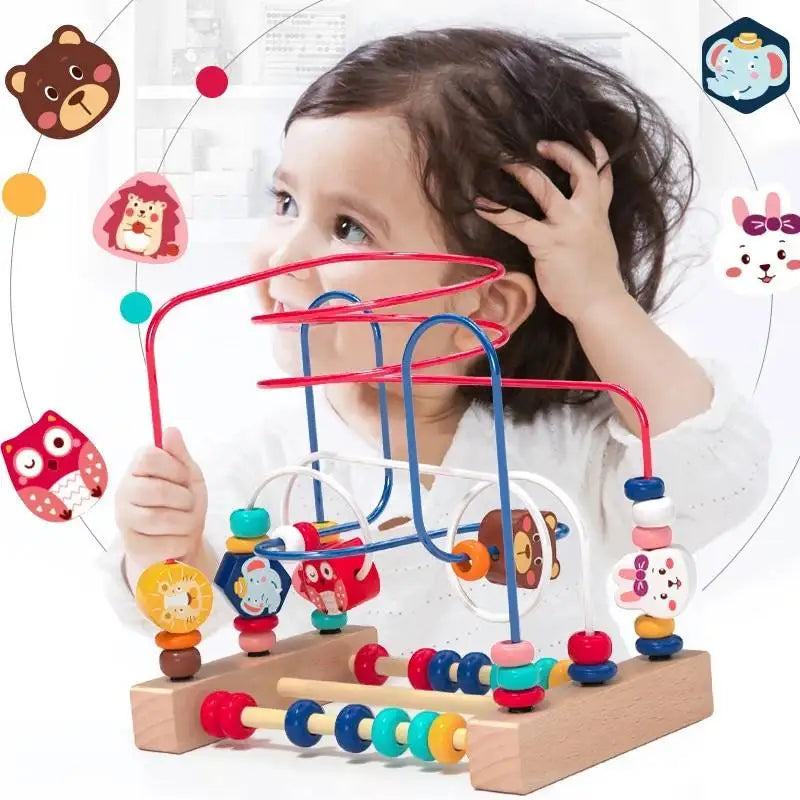 Montessori Wooden Roller Coaster Bead Maze for Toddlers Laime Store