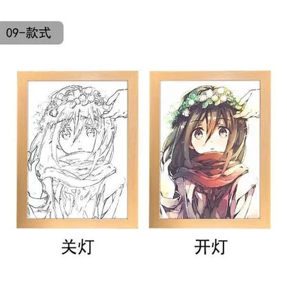 Attack On Titan Anime Figure Customized Night Light Painting Decor