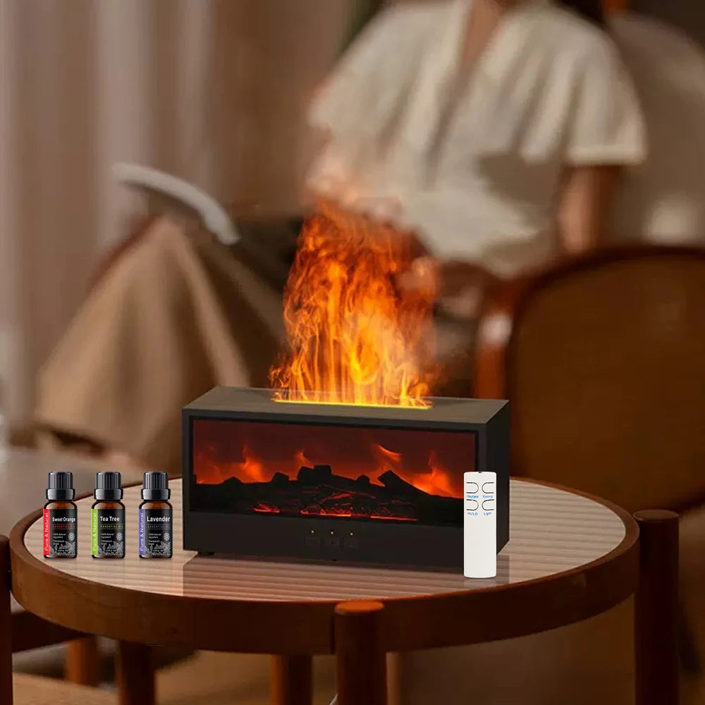 Portable Desktop Fireplace Heater with Atmosphere Light - 5-in-1 Air Humidifier, Aroma Diffuser, Essential Oil Diffuser, Aromath