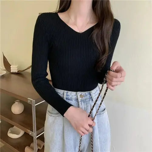 Women's Casual Knitted Sweater | Long Sleeve Pullover for Fall & Winter