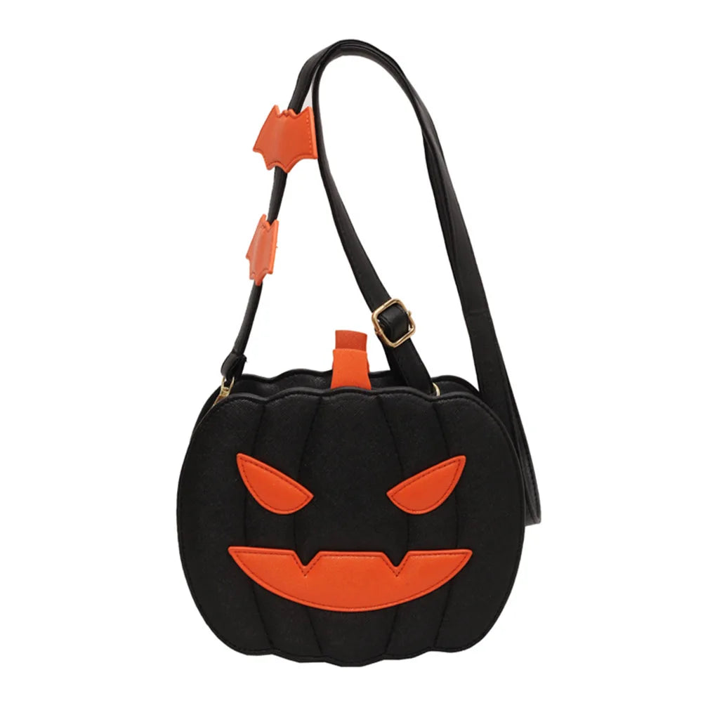 Bolso de mujer Bolso cruzado de calabaza Bandolera de piel sintética Novedoso monedero de calabaza con cremallera Correa ajustable Bolso divertido de Halloween