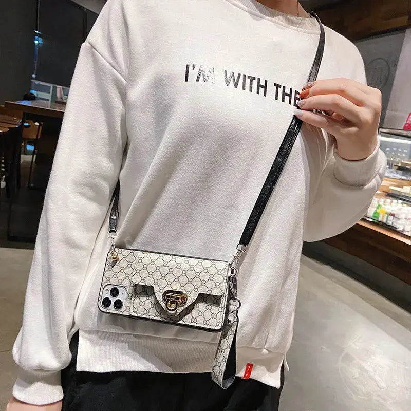 Nueva Bolsa de Lujo de Cuero para Teléfono con Billetera Cruzada para iPhone