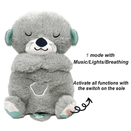 Baby Plush Doll Breathing Bear Soothing Sleep Playmate white Otter Toy Kids Music Sleeping Companion Sound Light Doll Toy Gift EPA Choice Store