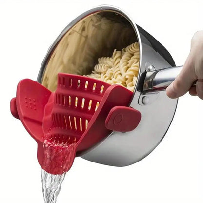 ClipFlow™ Adjustable Pot Strainer – Universal Cookware Drainer