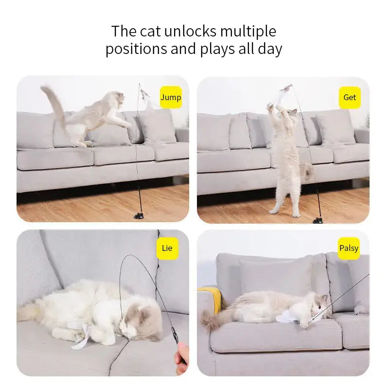 Interactive Cat Toy Handfree Cat Stick Playing Kitten Playing Teaser