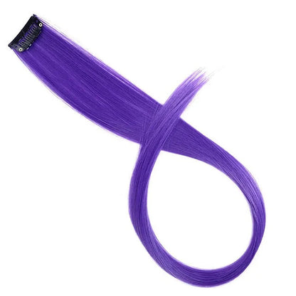 22Inch Synthetic Sparkle Hair Extensions Clip In Rainbow Shiny Long Straight Hair Heat Resistant Hair Accessories for Women Stone's Store