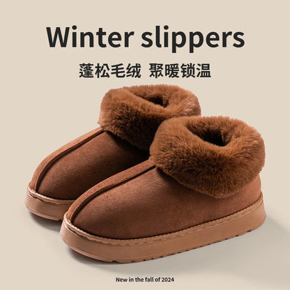 2024 High Quality of  Women's Fashion Snow Boots Fluffy Plush Faux Fur Soft Slippers Winter Indoor Comfortable Home men's Shoes Stone's Store