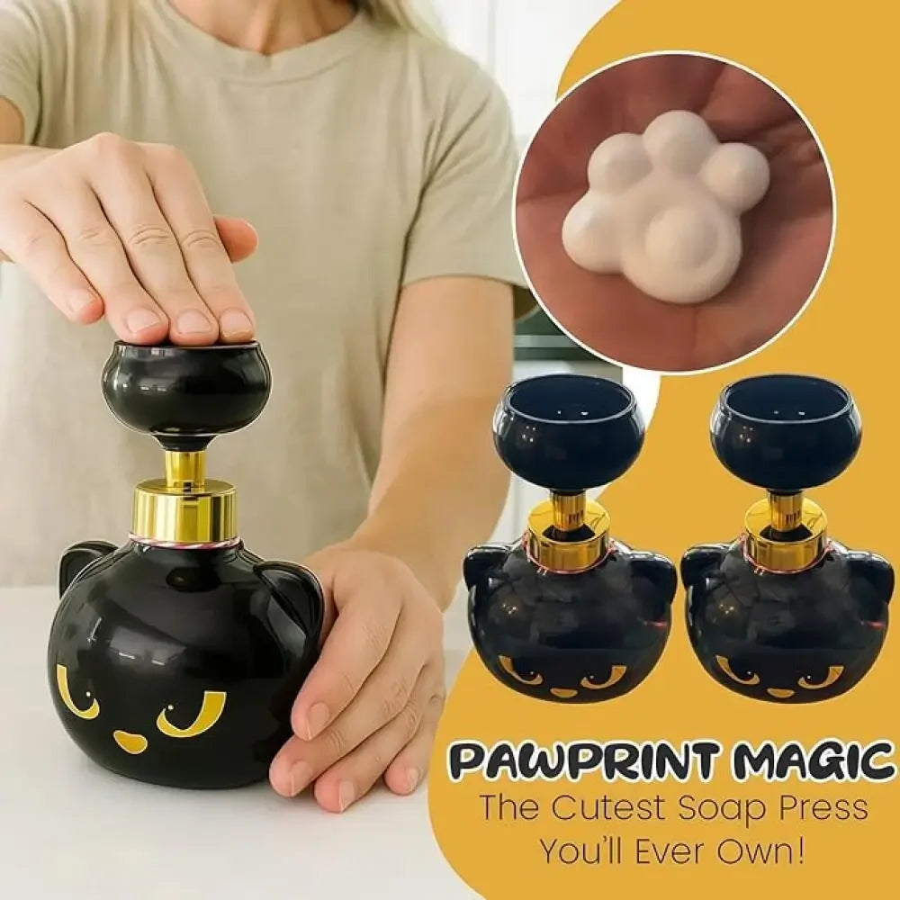 Cute Cat Paw Foam Soap Dispenser, 2026 Black Kitty Foaming Pump Bottle Creates Paw-Shaped Foam, Spooky Cute Hand Soap Pump
