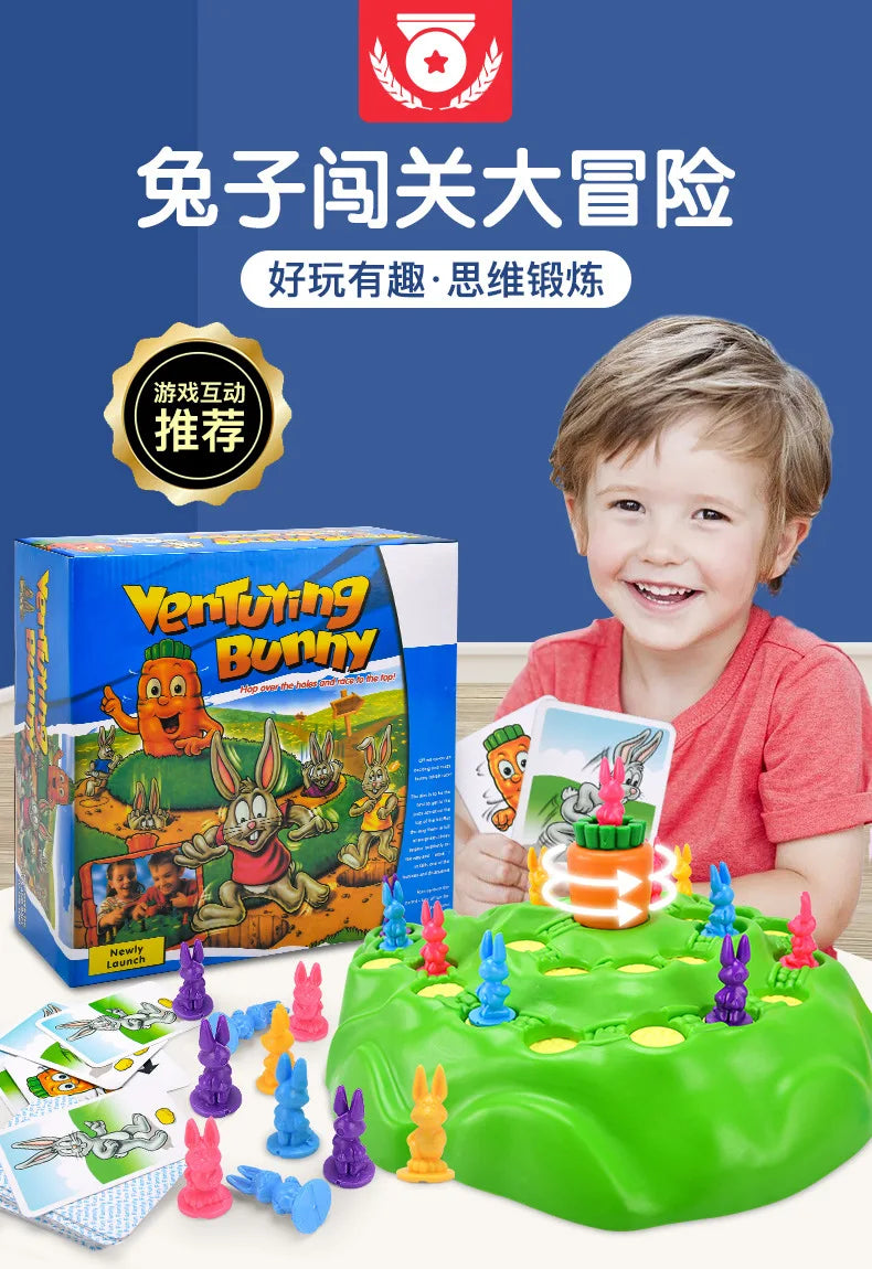 Juego de mesa para niños de 2 a 4 jugadores. Juego de la trampa del conejito divertido. Carrera campestre de conejos.