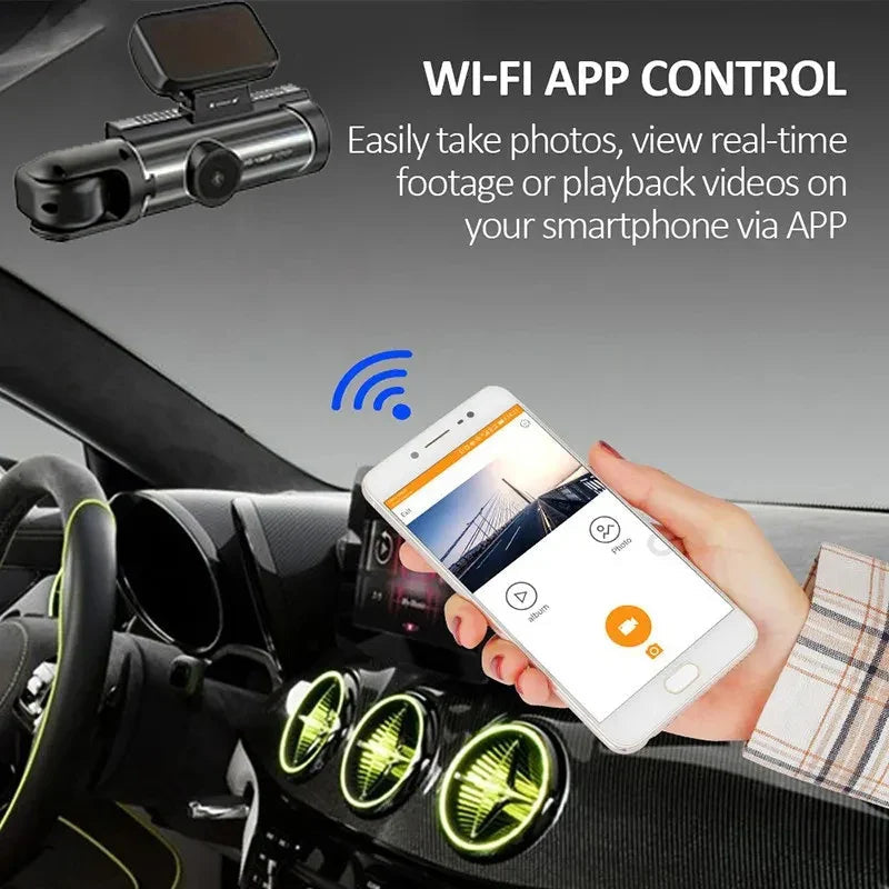 New  Wide Angle 1080P WIFI APP Control Dual Camera Dash Cam (Front & Inside) With IR Night Vision Loop Recording Gmaipop Store