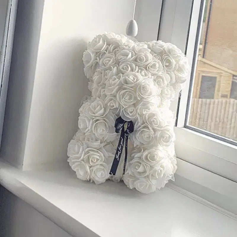 40/25cm Blue Rose Bear Heart Artificial Flower Rose Teddy Bear For