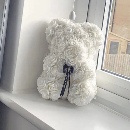 40/25cm Blue Rose Bear Heart Artificial Flower Rose Teddy Bear For