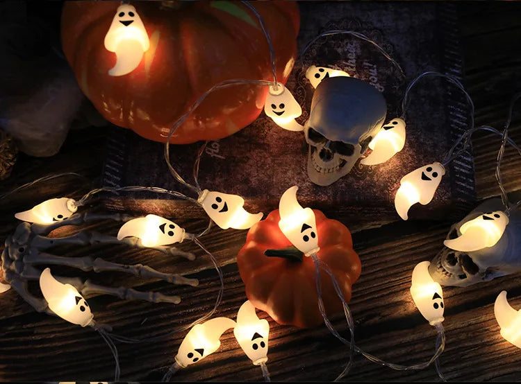 2025 Halloween Decoration Led Light String Pumpkin Skull Eyeball Shaped Lamp String  Trick Or Treat Lantern Horror Halloween Day