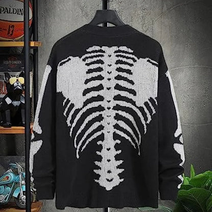Autumn Winter Knit Sweater Coat 2023 Halloween Skull Knitted Cardigan Women Loose Female V Neck Coat Long Sleeve Tops Jacket