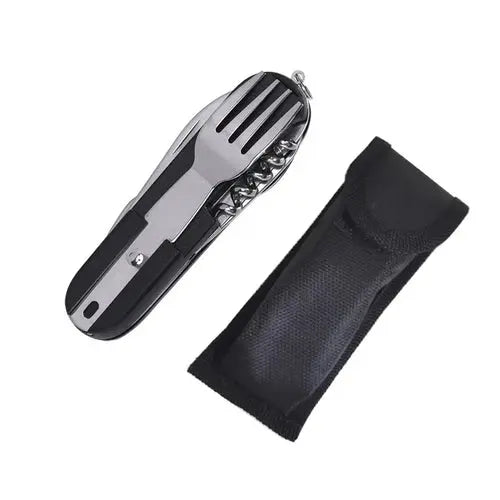 7 In 1 Camping Picnic Cutlery Knife Stainless Steel Fork Spoon Bottle
