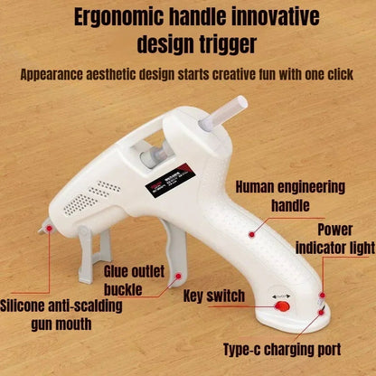 Mini Pink Rechargeable Hot Silicone Gun,7mm Portable Cordless Glue Gun 3.7V,60 Min Use,Type-C Charging, Kids DIY Crafts Tools ATOTOOL Store