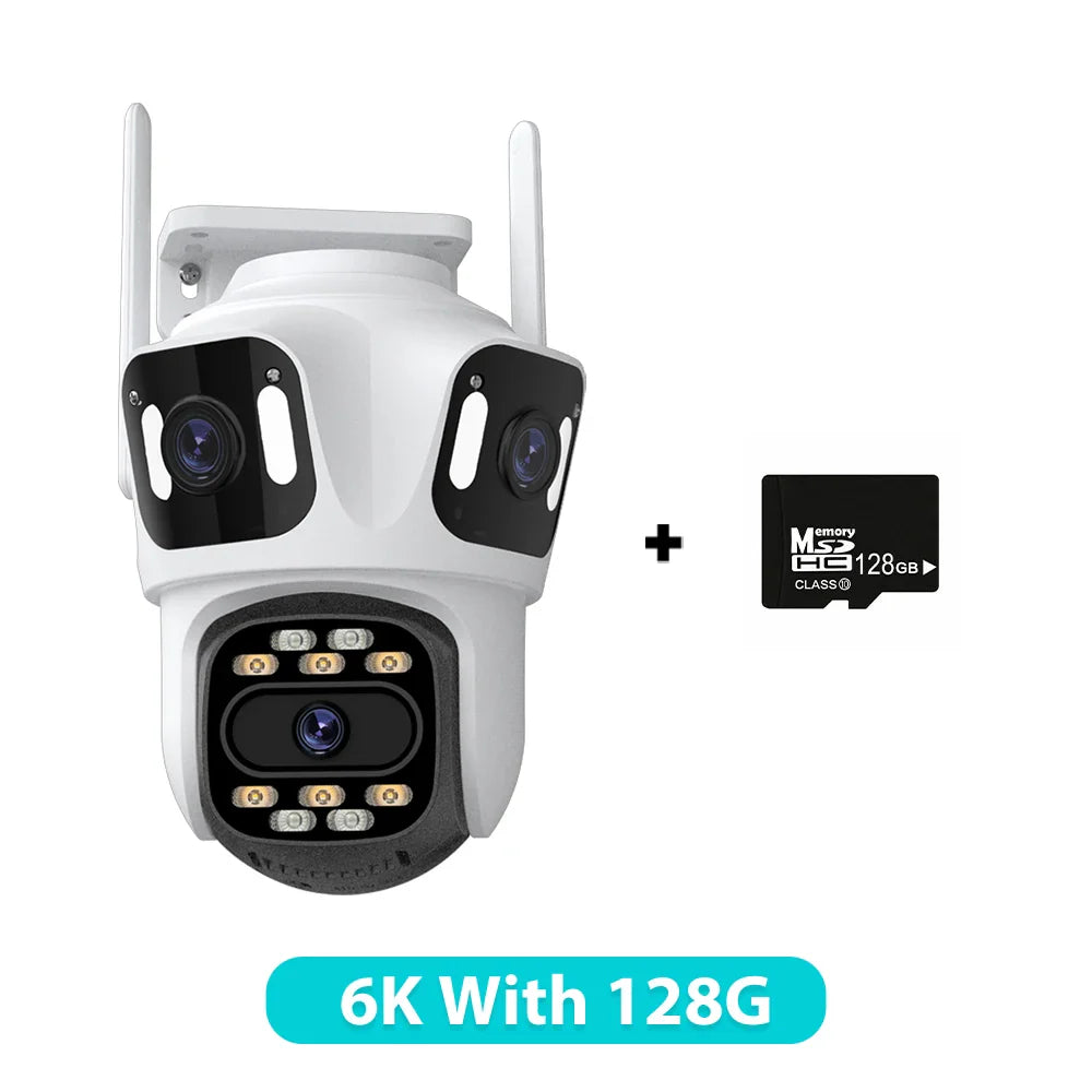 Three Lens PTZ IP Camera Outdoor 6K HD Three Screen WiFi Security Camera Auto Tracking 4K Dual Len Wirelss CCTV Camera iCsee Stone's Store