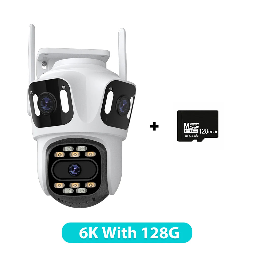 Three Lens PTZ IP Camera Outdoor 6K HD Three Screen WiFi Security Camera Auto Tracking 4K Dual Len Wirelss CCTV Camera iCsee Stone's Store