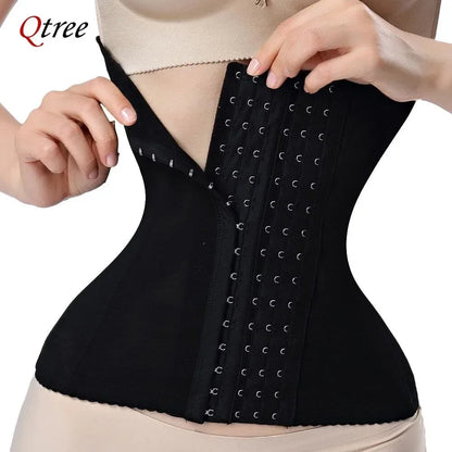 Qtree Dress Slimming Waist Trainer Belt Shapewear Women Belly Cincher Body Shaper Fat Compression Strap Girdles Firm Hook Corset Qtree Shapers Store