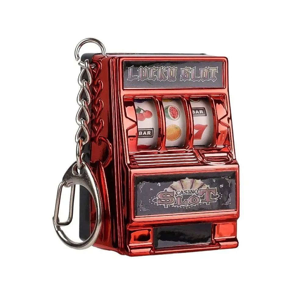 Llaveros de máquina tragamonedas de mini juegos de azar Máquina recreativa creativa de bolsillo con frutas Lucky Jackpot Gadget Juguete antiestrés Divertidos juegos Llavero