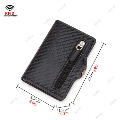 Carbon Fiber Rfid Blocking Men ID Credit Card Holders Wallet Leather
