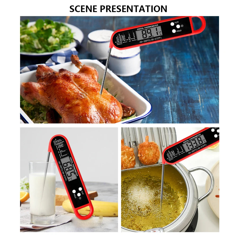 Digital Meat Thermometer Instant Read Food Thermometer with Foldable Probe Candy Thermometer for Kitchen Baking BBQ