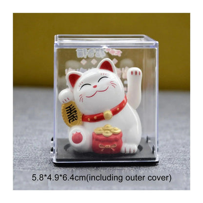 Solar Waving Lucky Cat: Eco-Friendly Maneki Neko for Home and Office Good Fortune ACCHAMP Store