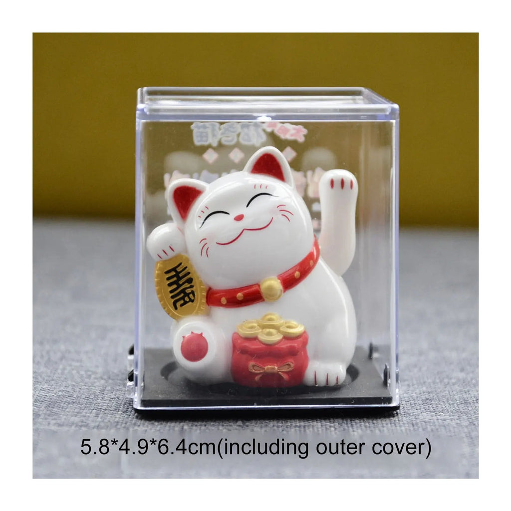 Solar Waving Lucky Cat: Eco-Friendly Maneki Neko for Home and Office Good Fortune ACCHAMP Store
