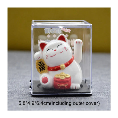Solar Waving Lucky Cat: Eco-Friendly Maneki Neko for Home and Office Good Fortune ACCHAMP Store