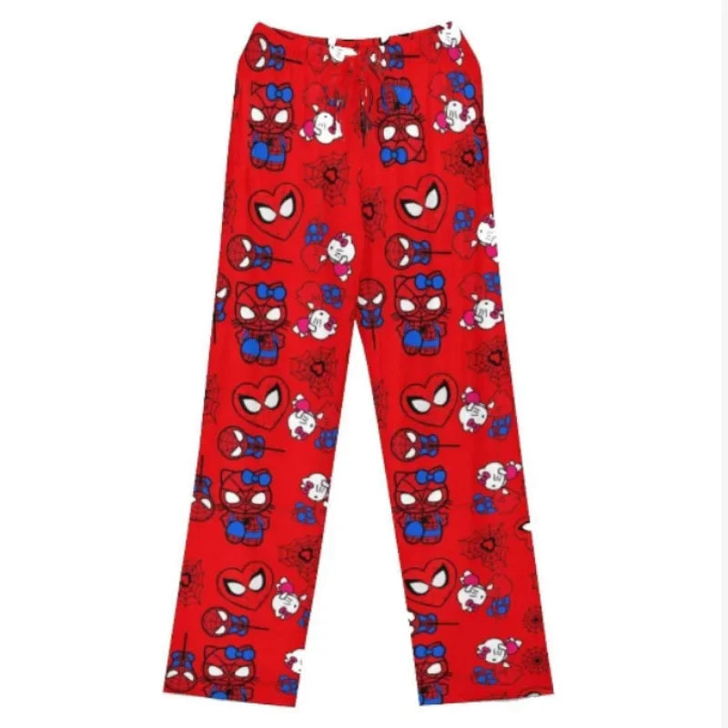 Hello Kitty Spider-man Cotton Loose Ladies Pajama Pants Pyjama Trousers Women Men Cartoon Sleep Bottoms Lounge Wear Girl Sleep Stone's Store