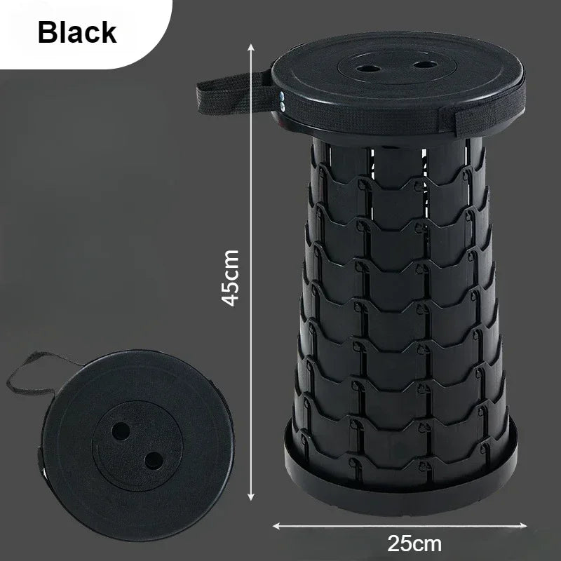 Silla Telescópica Plegable de Plástico Portátil Ligera - Taburete Compacto de Altura Ajustable Perfecto para Pesca, Playa y Camping