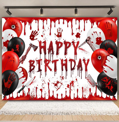 Horror Halloween Backdrop Blood Splatter Ghosts Bloody Handprints Haunted House Party Decor Photography Background Photo Studio