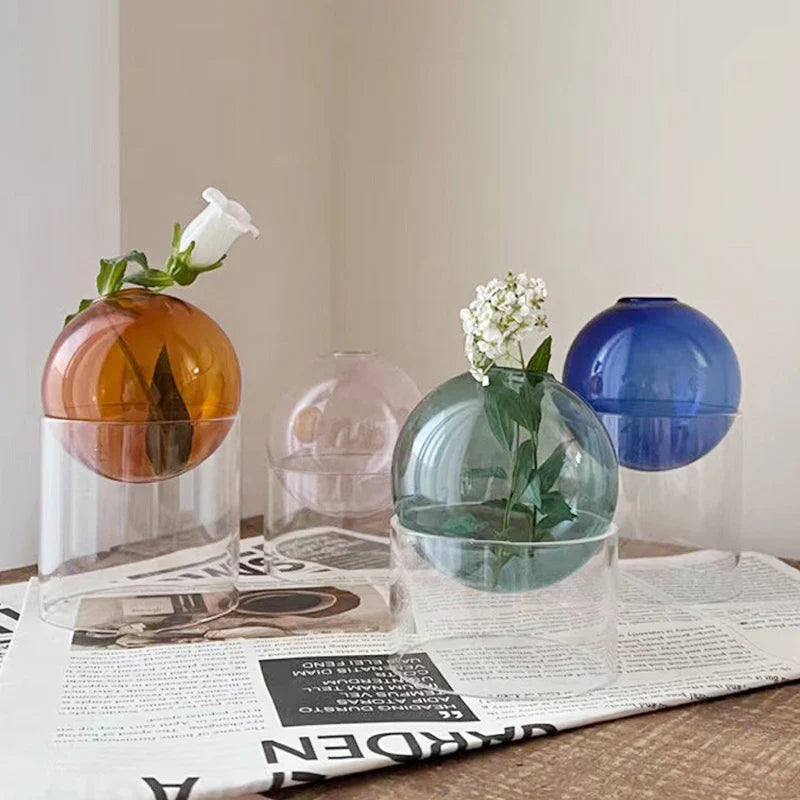 Mini Round Glass Flower Vase – A Delightful Touch of Nature for Your Space Ursmart Store