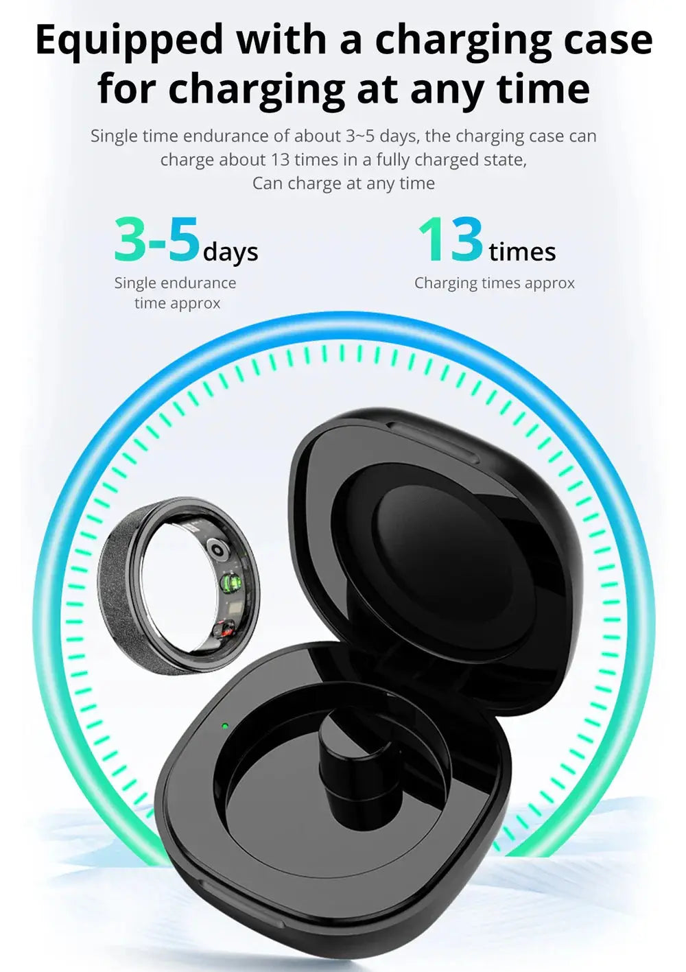 COLMI R10 Smart Ring with Charging Case for Men Women, Health and Sleep Monitor, 5ATM Waterproof, Multi-sport Mode Shop1103572318 Store