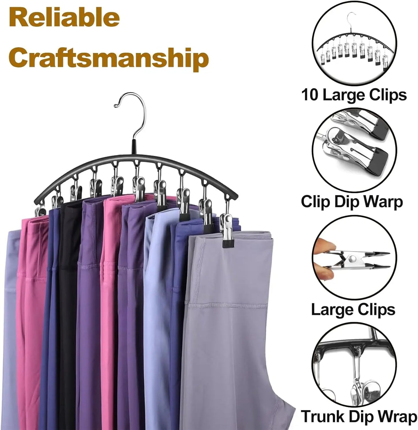 Clip & Tidy – ¡Colgador de metal para pantalones de yoga que organiza tu armario a la perfección!