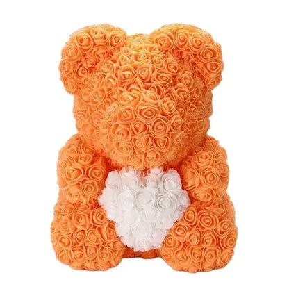 40/25cm Blue Rose Bear Heart Artificial Flower Rose Teddy Bear For